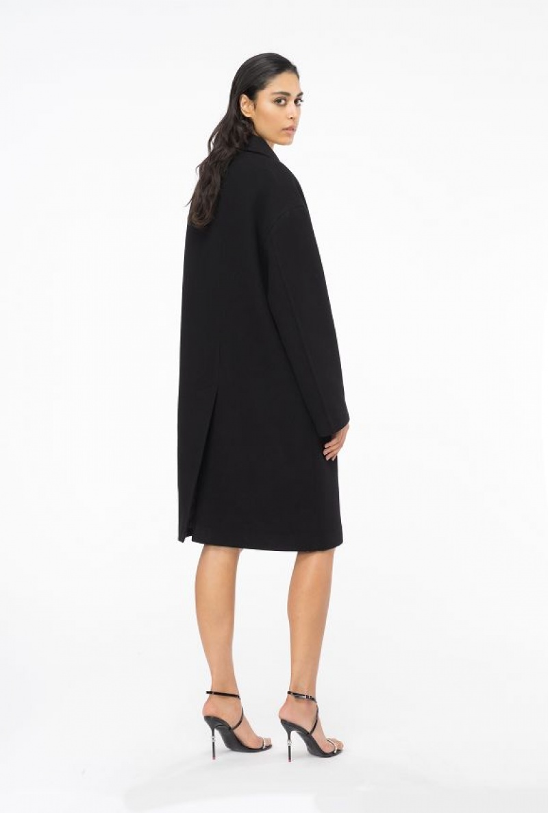 Pinko Single-breasted Cloth Coat LIMO BLACK | SN-PKO33659