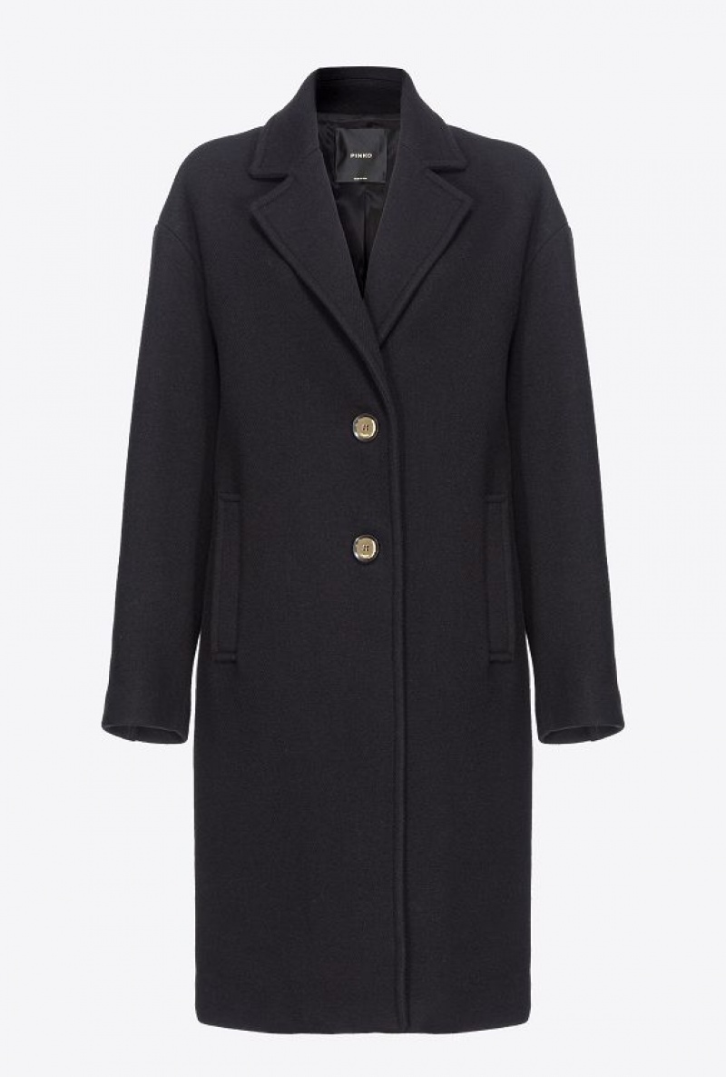 Pinko Single-breasted Cloth Coat LIMO BLACK | SN-PKO33659