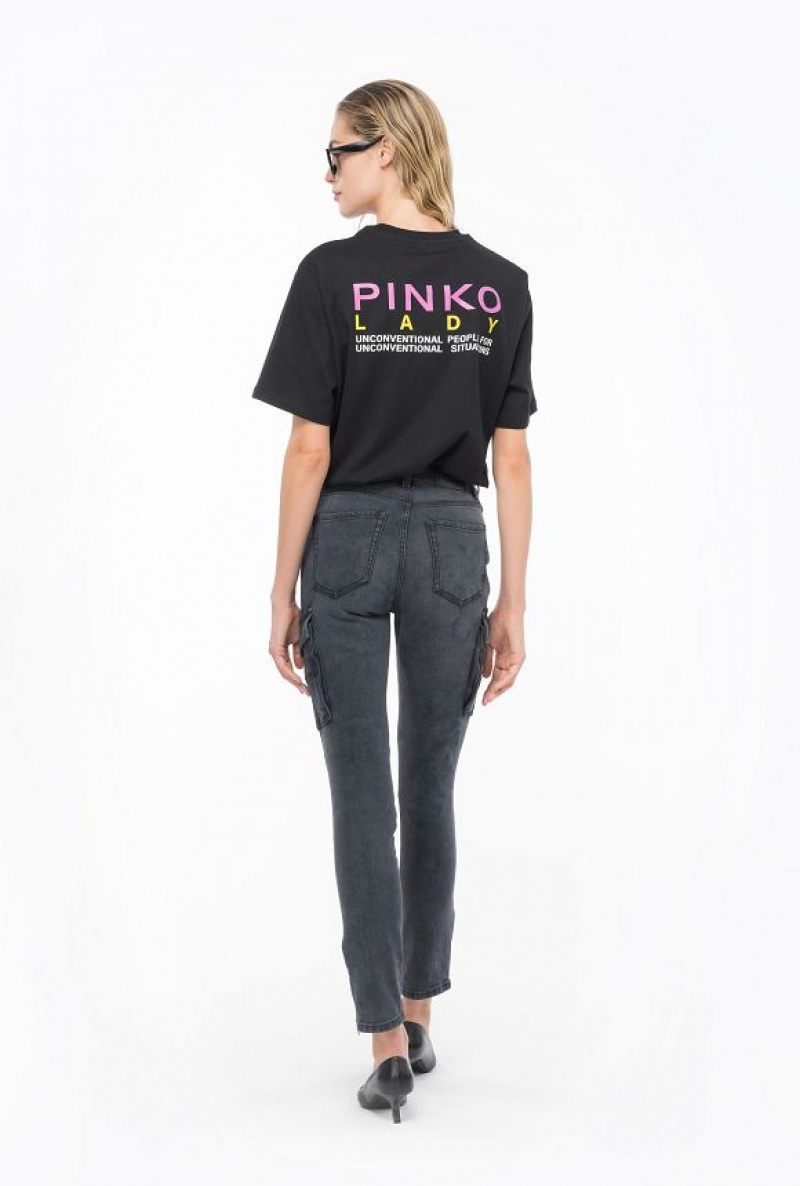 Pinko Skinny Black Denim Cargo Jeans LIGHT GREY WASH | SN-PKO34020