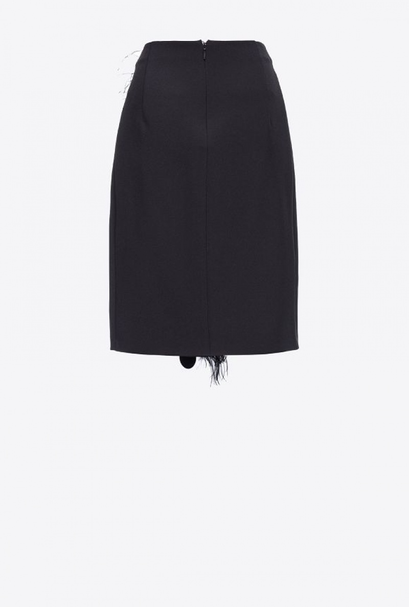 Pinko Skirt With Feathers And Sequins LIMO BLACK | SN-PKO34041