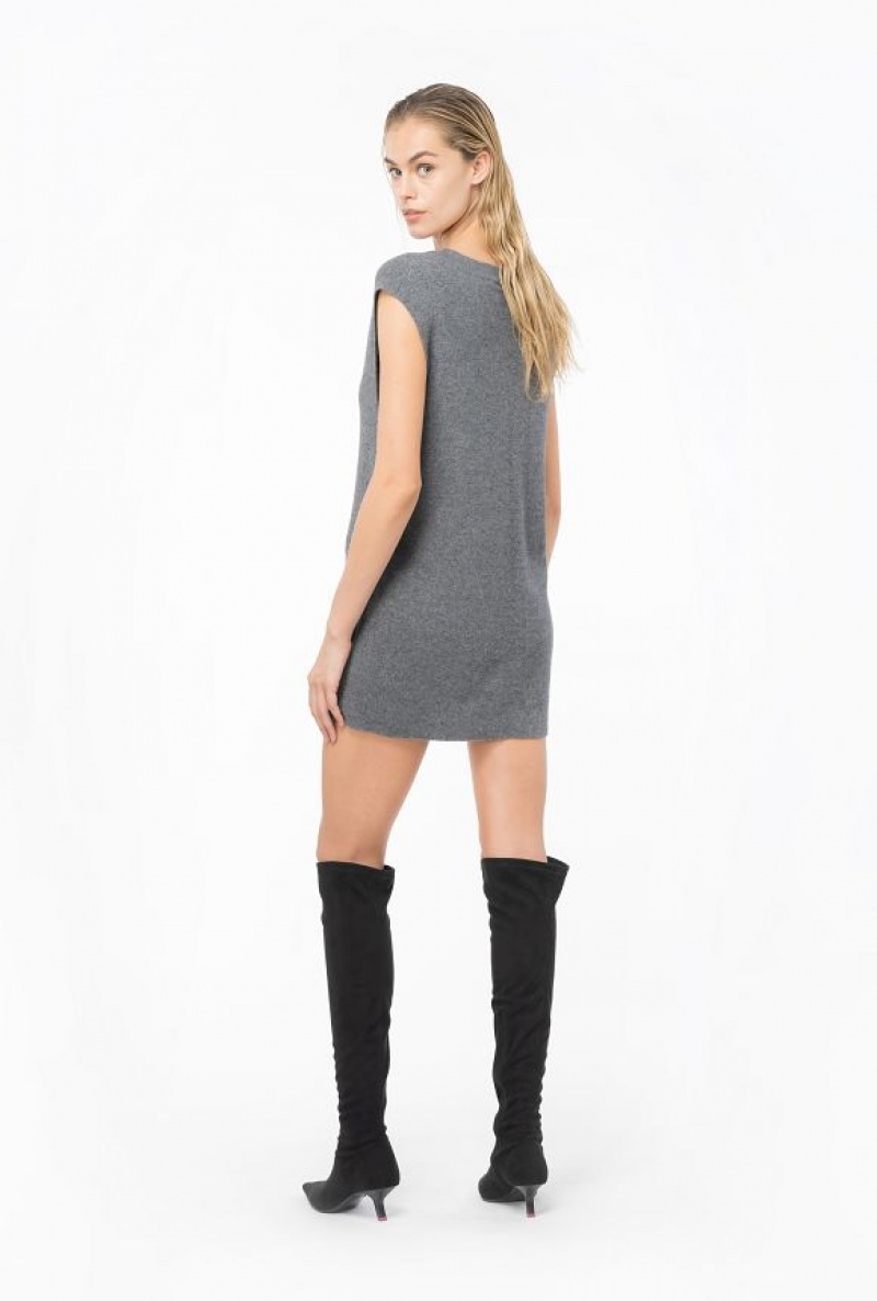 Pinko Sleeveless Fine Cashmere Sweater ROCK GREY | SN-PKO33535