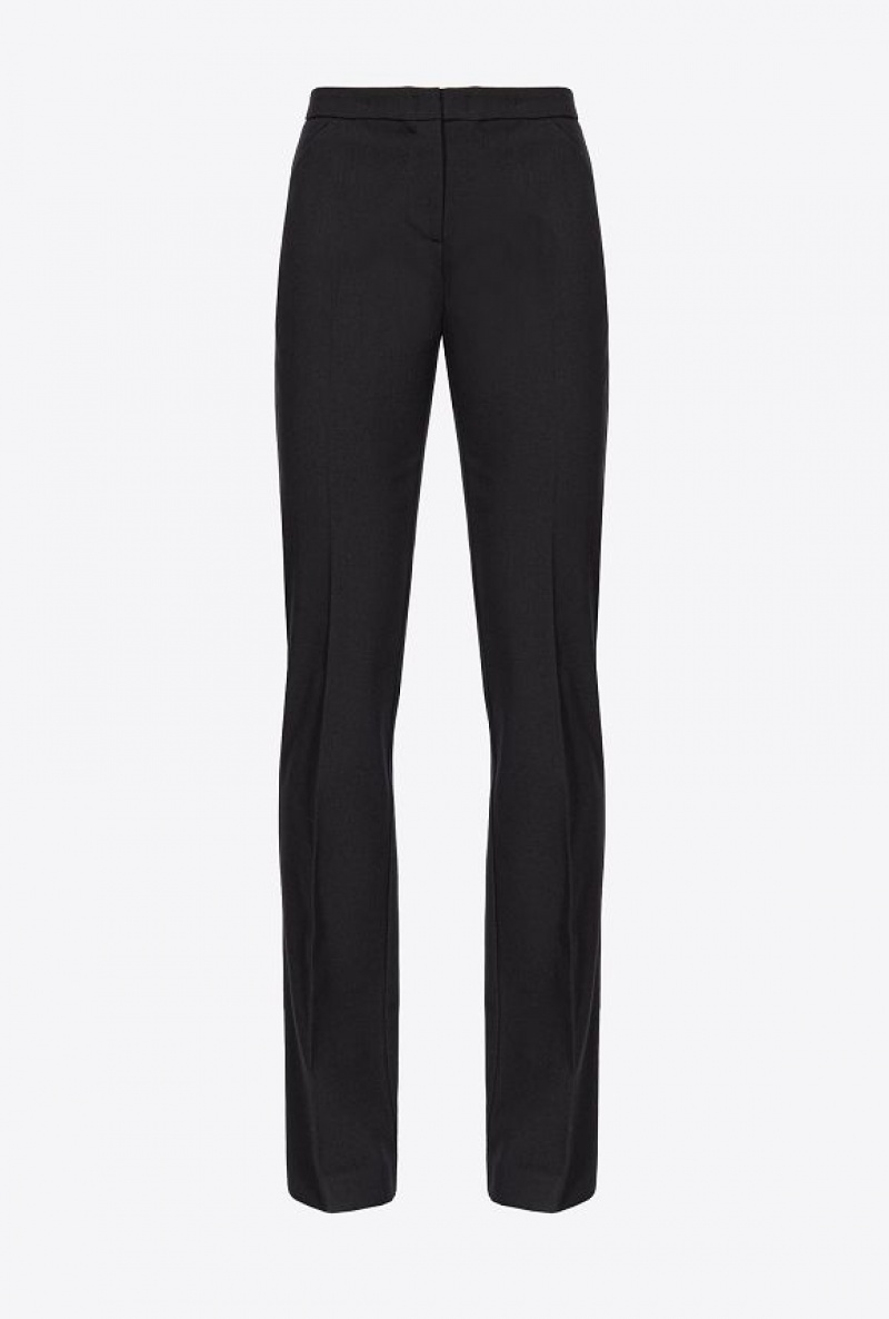 Pinko Slightly Flared Twill Trousers LIMO BLACK | SN-PKO33722