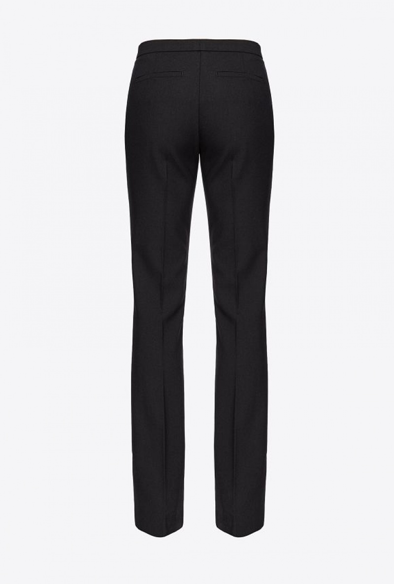 Pinko Slightly Flared Twill Trousers LIMO BLACK | SN-PKO33722