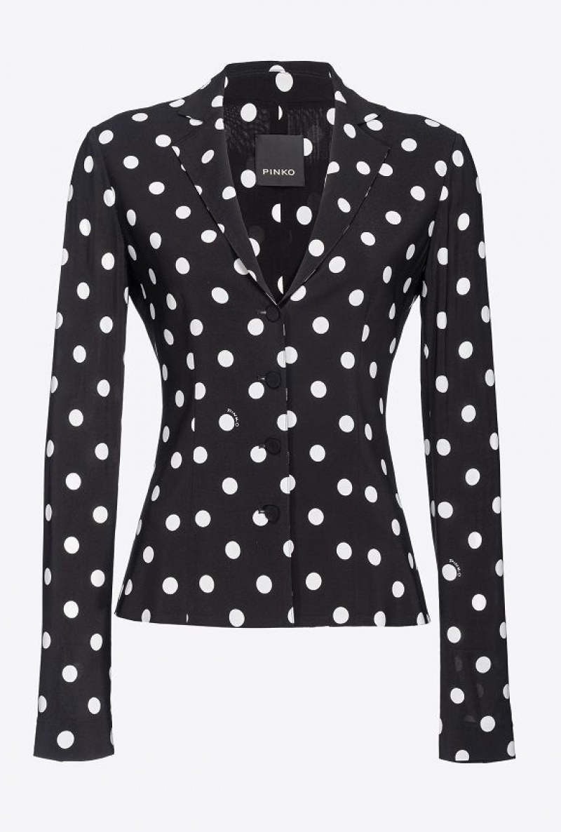 Pinko Slim-fit Polka-dot Blazer BLACK/WHITE | SN-PKO33971