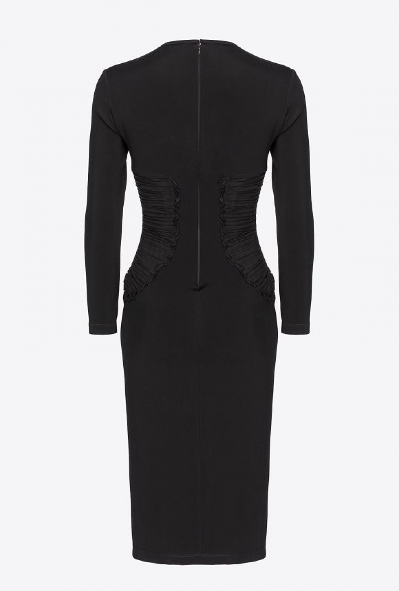 Pinko Slim-fitting Dress With Georgette Details LIMO BLACK | SN-PKO33067