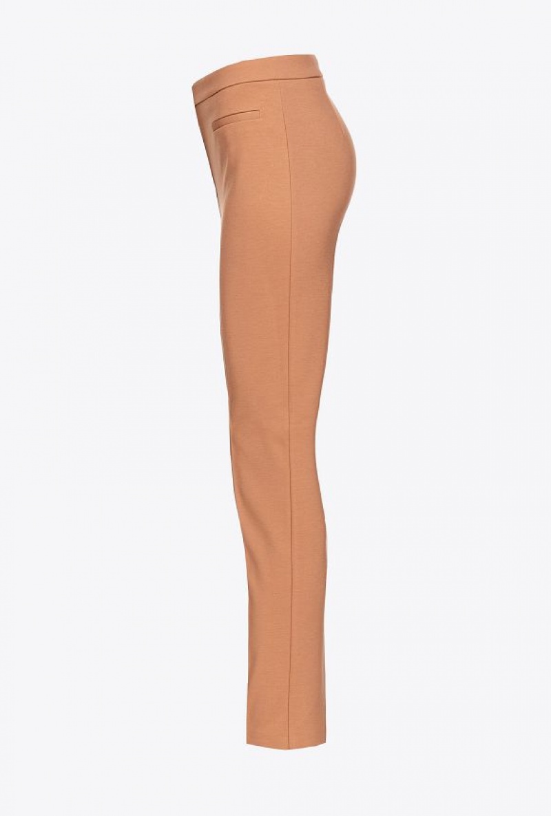 Pinko Slim-fitting Technical Fabric Trousers MOCHA MOUSSE | SN-PKO33700