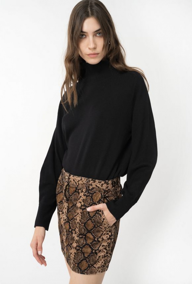 Pinko Snake-print Velvet Mini Skirt MULTICOLOUR: BLACK/BEIGE | SN-PKO34081