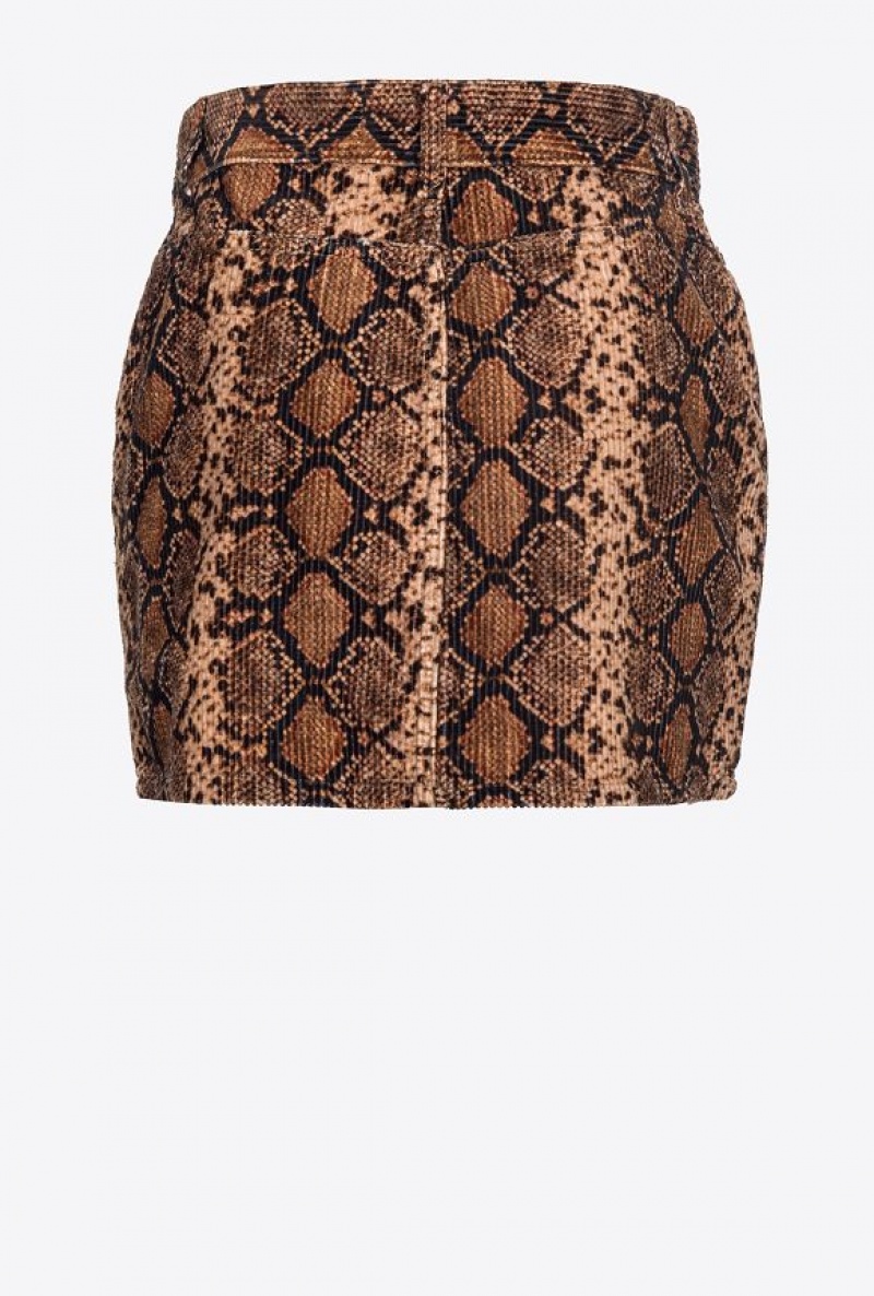 Pinko Snake-print Velvet Mini Skirt MULTICOLOUR: BLACK/BEIGE | SN-PKO34081