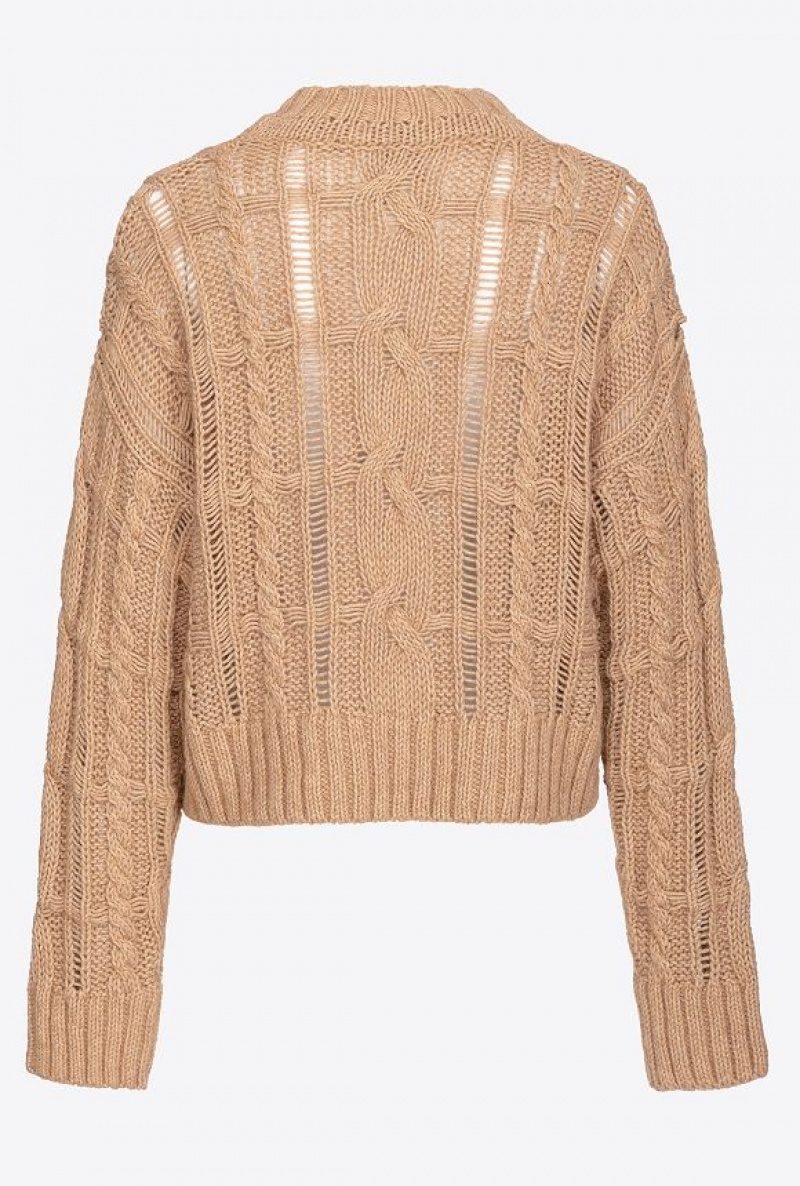 Pinko Soft Cable-knit Sweater TANNIN BEIGE | SN-PKO33455