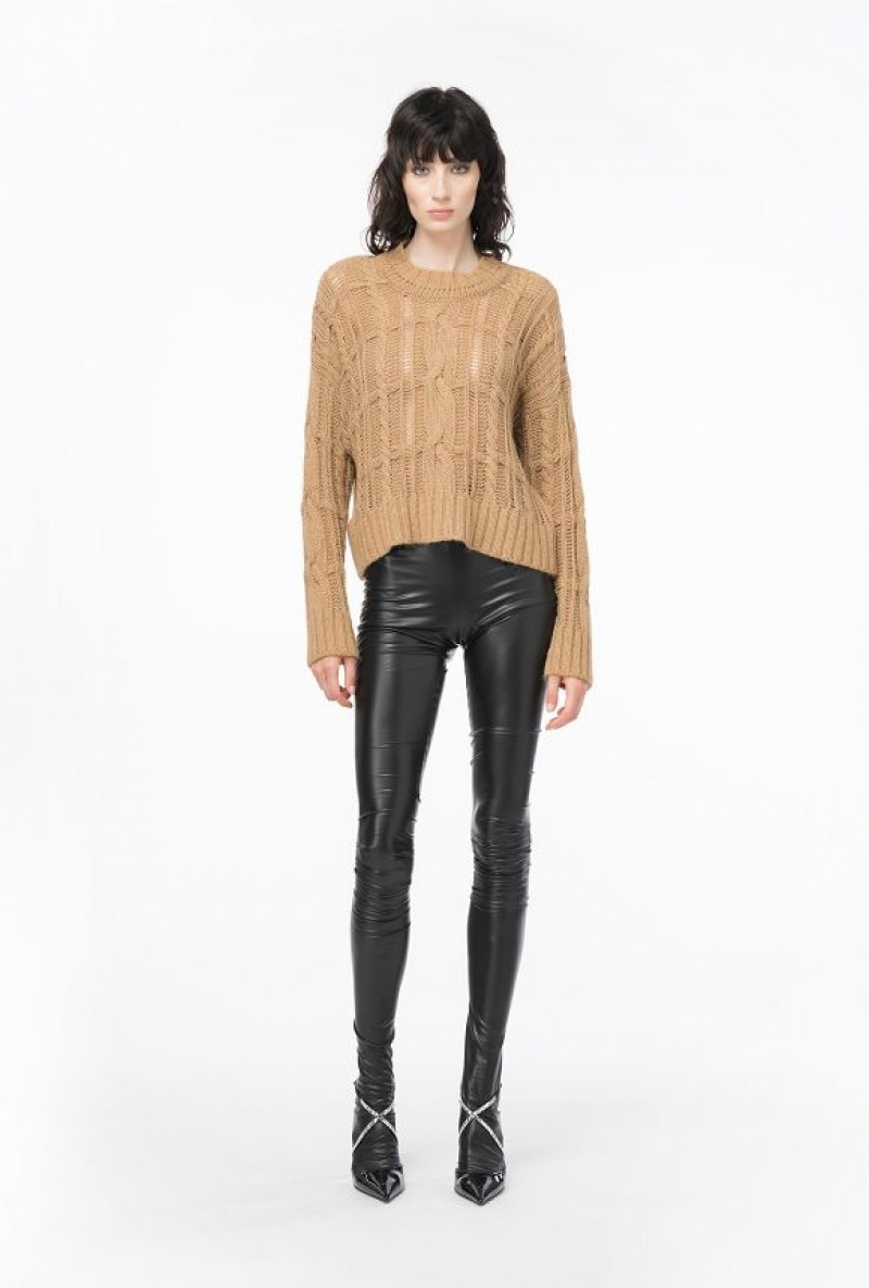 Pinko Soft Cable-knit Sweater TANNIN BEIGE | SN-PKO33455