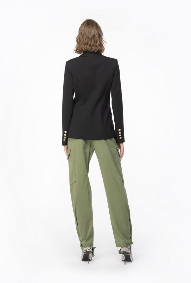 Pinko Stretch Satin Cargo Trousers CYPRESS GREEN | SN-PKO33776