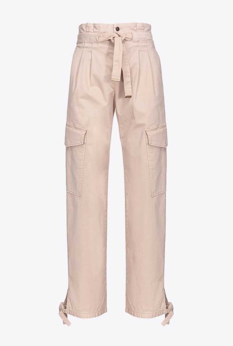 Pinko Stretch Satin Cargo Trousers NUDE - BABY | SN-PKO33752