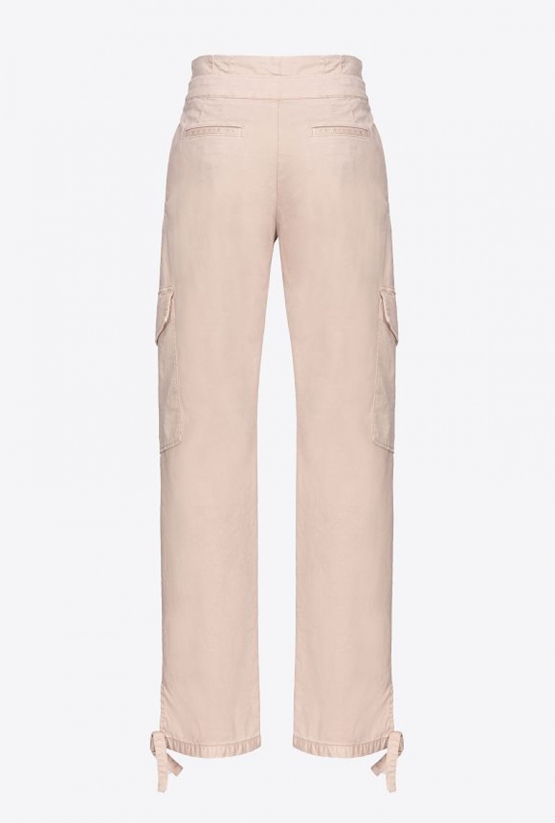 Pinko Stretch Satin Cargo Trousers NUDE - BABY | SN-PKO33752