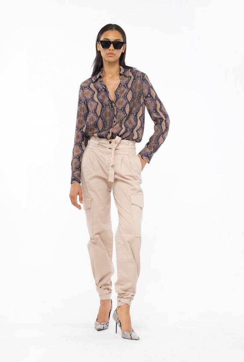 Pinko Stretch Satin Cargo Trousers NUDE - BABY | SN-PKO33752