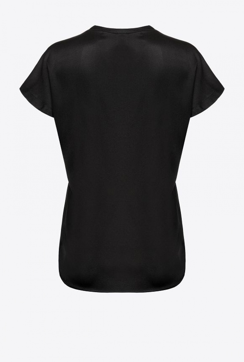 Pinko Stretch Satin Top LIMO BLACK | SN-PKO33183