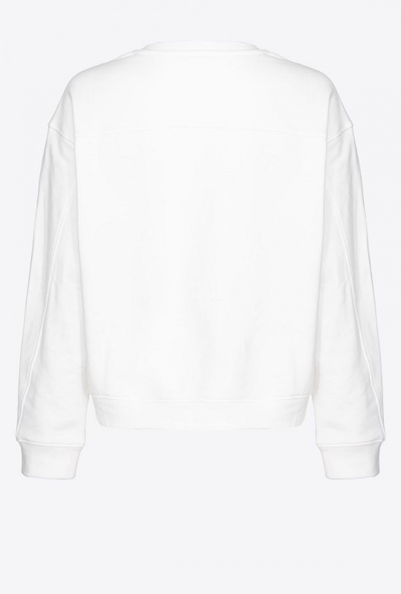 Pinko Sweatshirt With Love Birds Embroidery CLOUD WHITE | SN-PKO33395