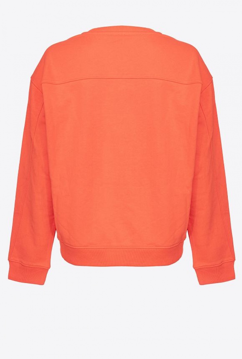 Pinko Sweatshirt With Love Birds Embroidery SURIMI ORANGE | SN-PKO33524