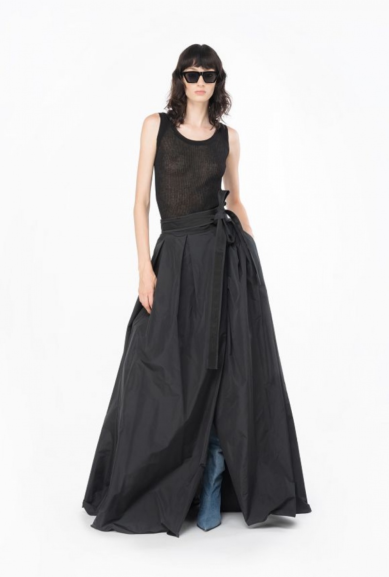 Pinko Taffeta Maxi-skirt LIMO BLACK | SN-PKO34092