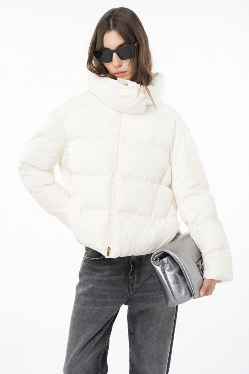 Pinko Technical Canvas Jacket With Hood SILK WHITE | SN-PKO33639