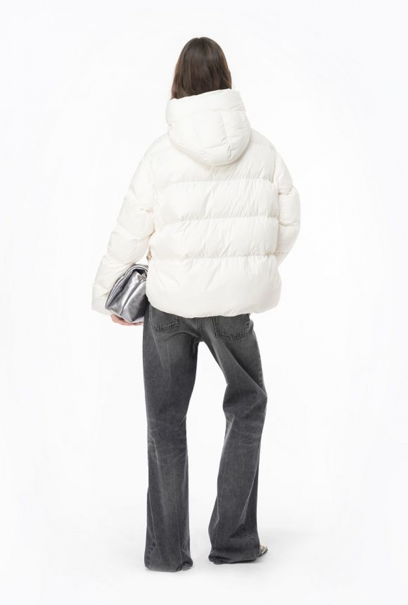 Pinko Technical Canvas Jacket With Hood SILK WHITE | SN-PKO33639