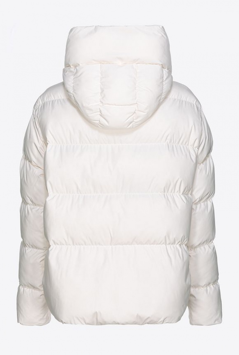 Pinko Technical Canvas Jacket With Hood SILK WHITE | SN-PKO33639