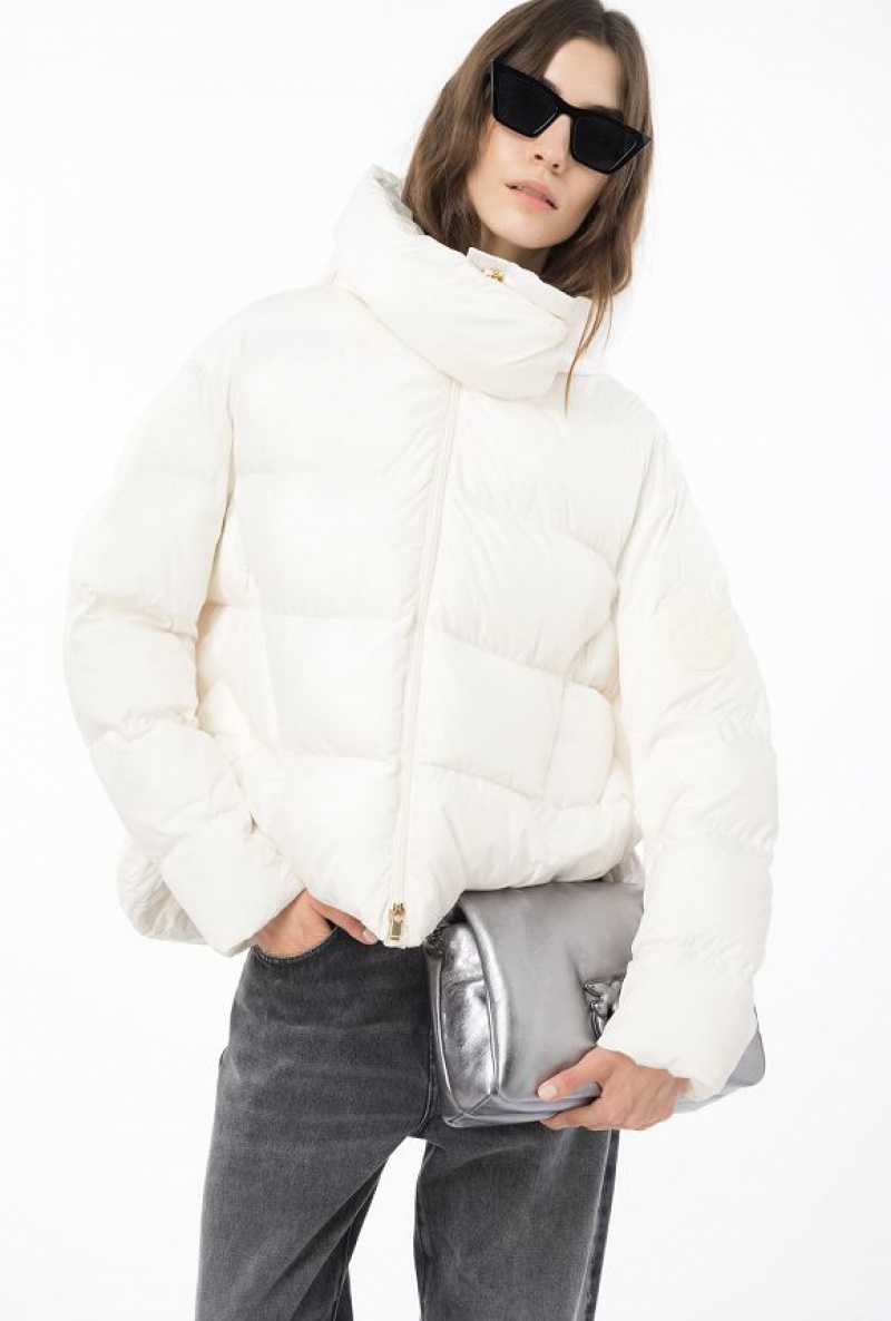 Pinko Technical Canvas Jacket With Hood SILK WHITE | SN-PKO33639