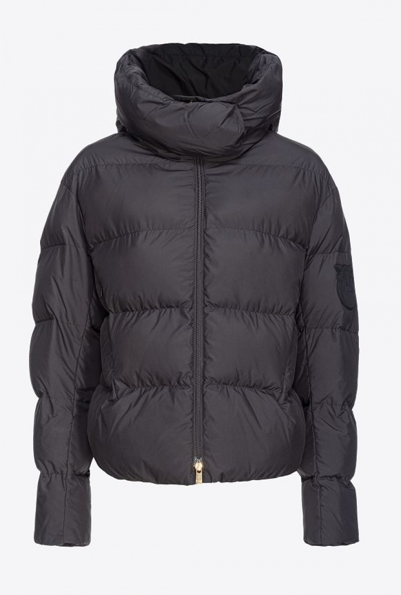 Pinko Technical Canvas Jacket With Hood LIMO BLACK | SN-PKO33640