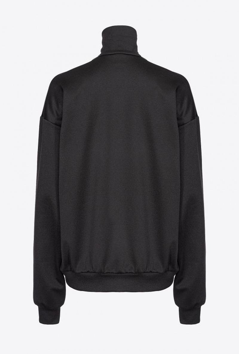 Pinko Technical Fabric Sweatshirt With Studs LIMO BLACK | SN-PKO33445