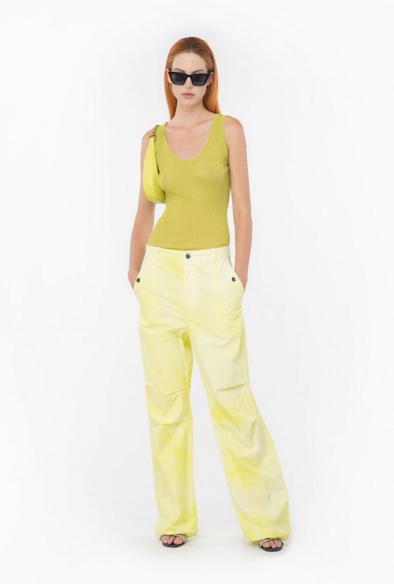 Pinko Tie-dyed Cotton Utility Trousers GREEN - SOLFATARA | SN-PKO33748