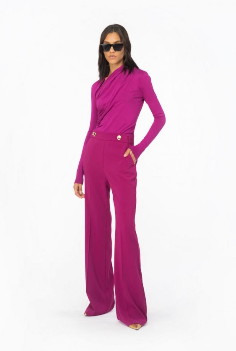 Pinko Trousers With Golden Buttons BOUGAINVILLEA PURPLE | SN-PKO33772