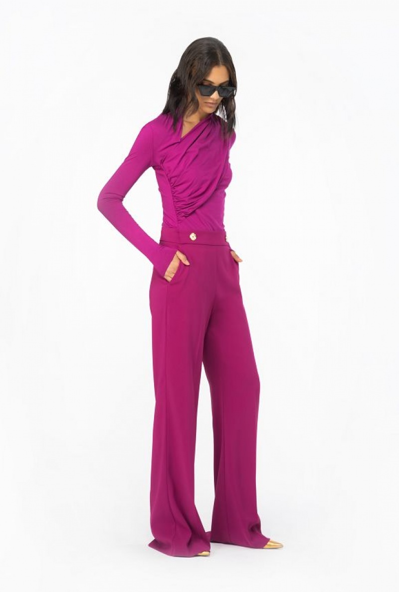 Pinko Trousers With Golden Buttons BOUGAINVILLEA PURPLE | SN-PKO33916