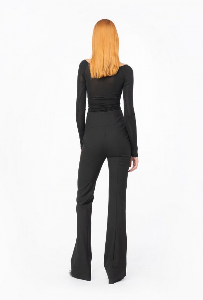 Pinko Trousers With Piercing Belt LIMO BLACK | SN-PKO33809