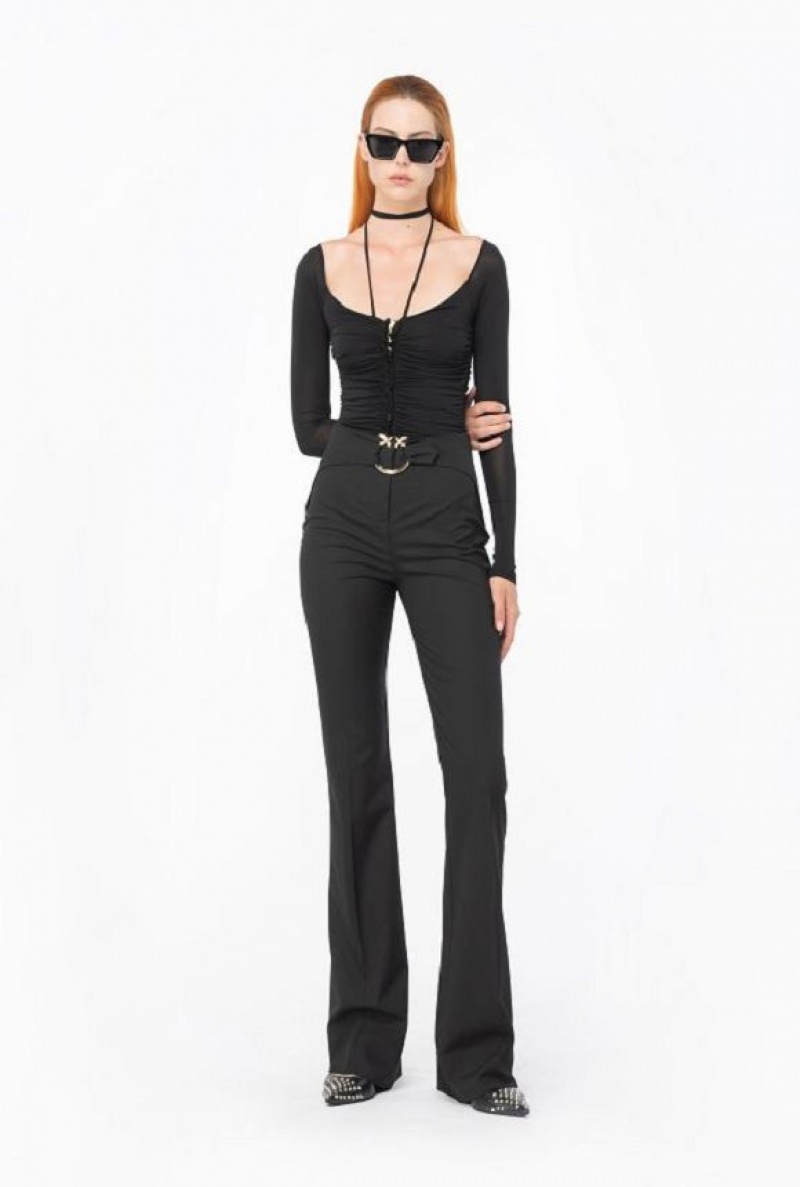 Pinko Trousers With Piercing Belt LIMO BLACK | SN-PKO33809