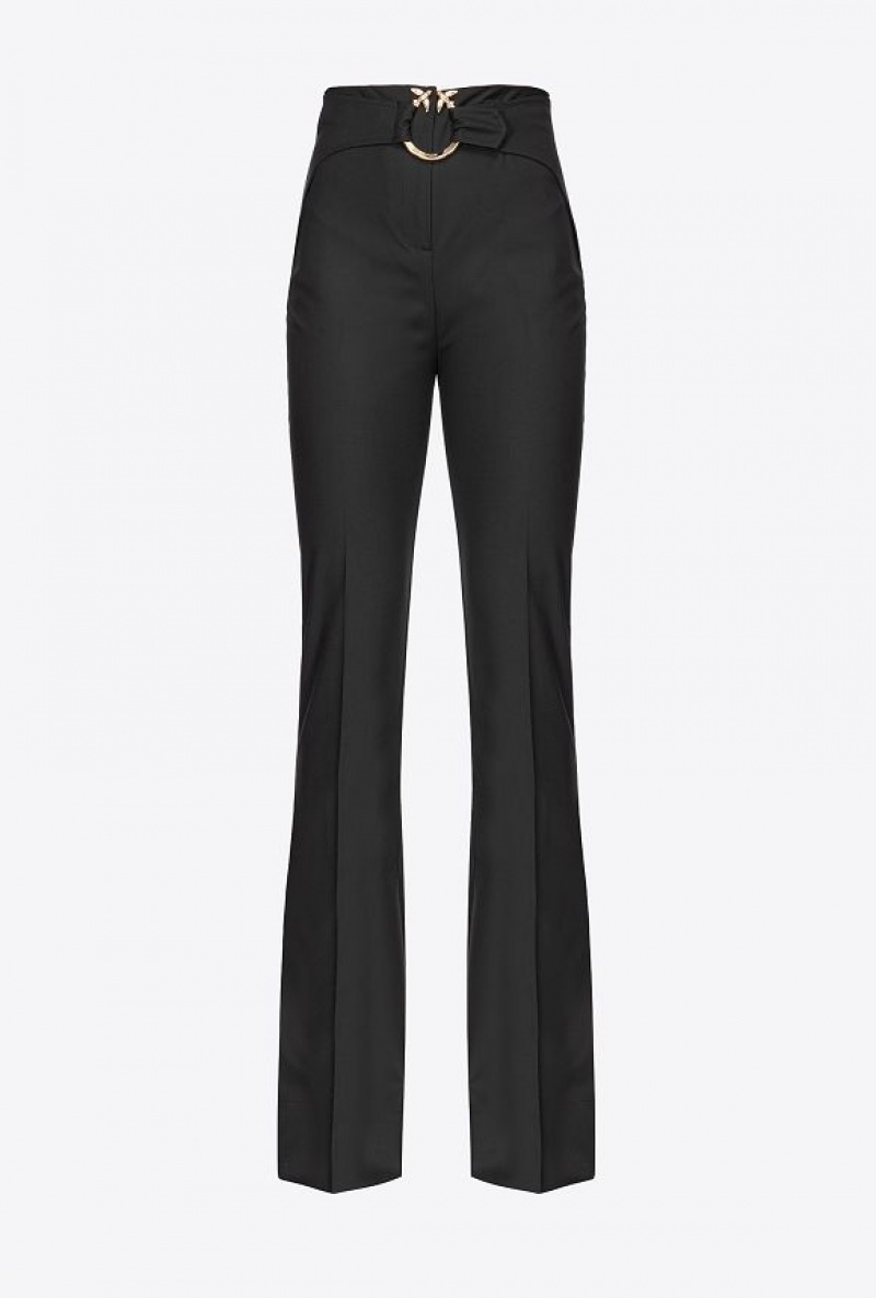 Pinko Trousers With Piercing Belt LIMO BLACK | SN-PKO33960