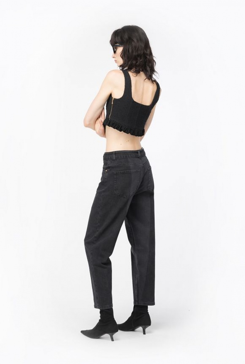 Pinko Tweed Crop Top LIMO BLACK | SN-PKO33975