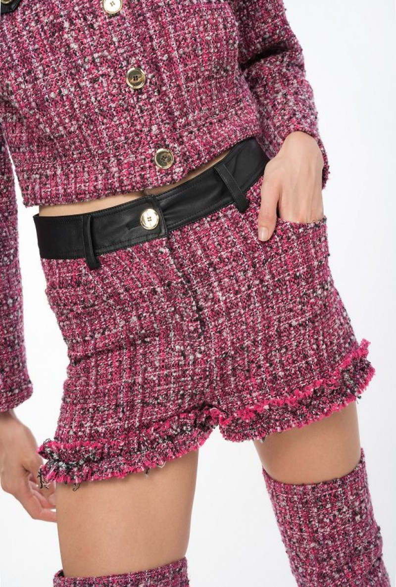 Pinko Tweed Shorts MULTICOLOUR - FUCHSIA/BLACK | SN-PKO33717