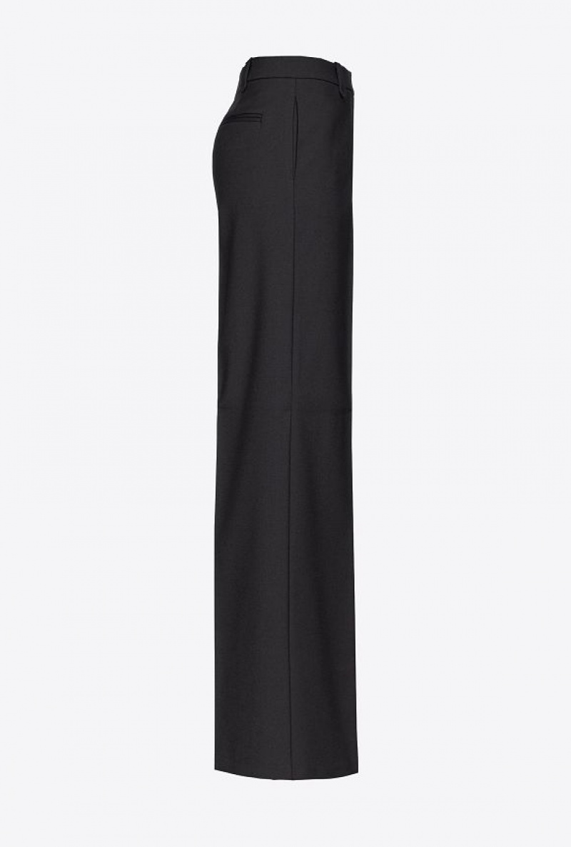 Pinko Twill Palazzo Trousers LIMO BLACK | SN-PKO33743