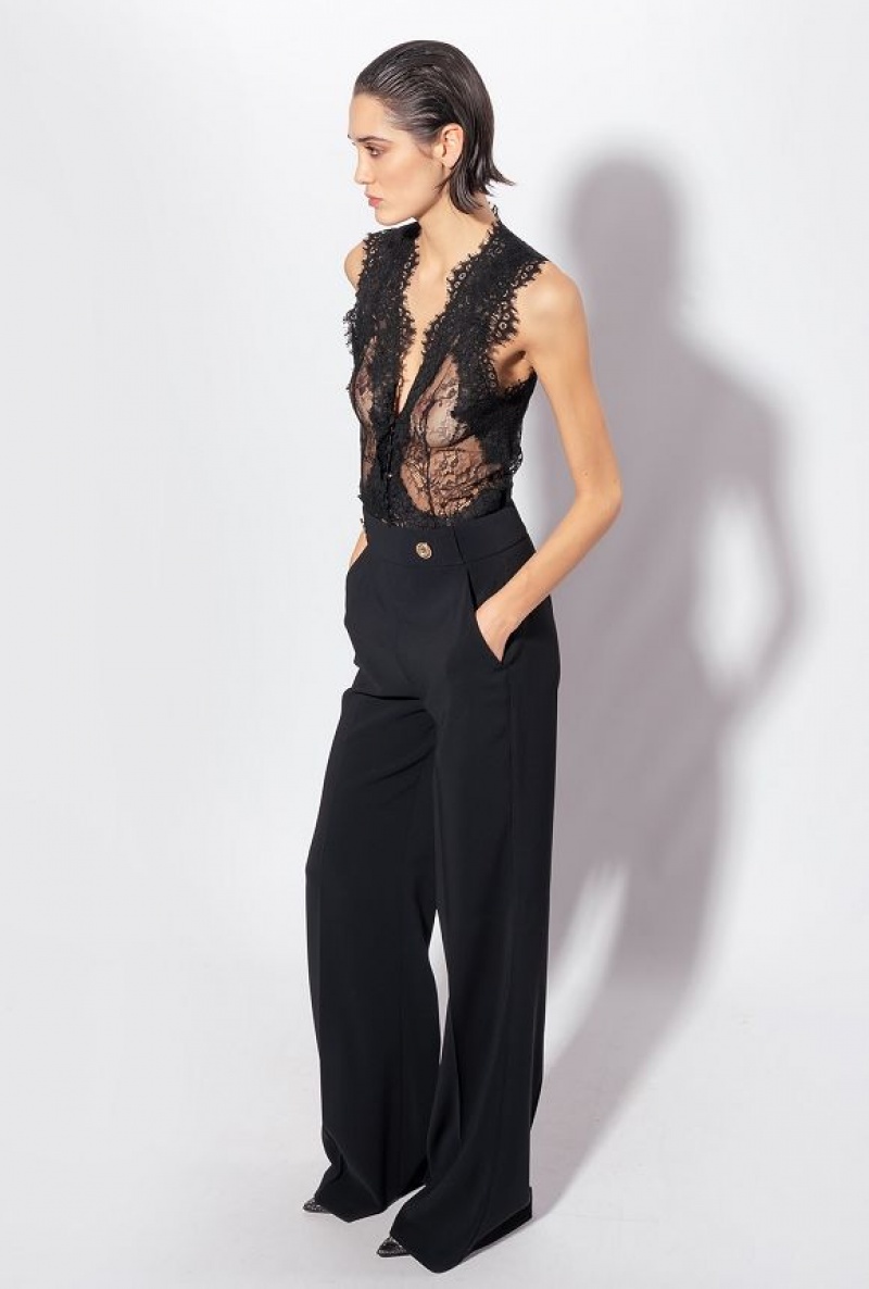 Pinko Valenciennes Lace Vest LIMO BLACK | SN-PKO33210