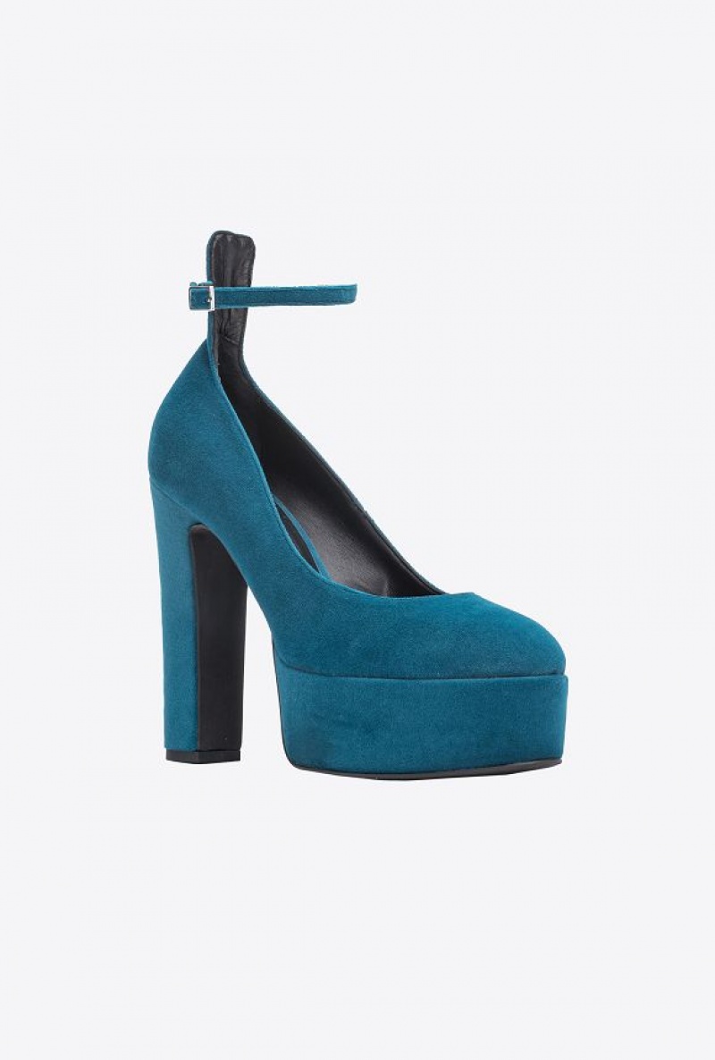 Pinko Velvet Mary Janes PETROL BLUE-PACIFIC BLUE | SN-PKO34155