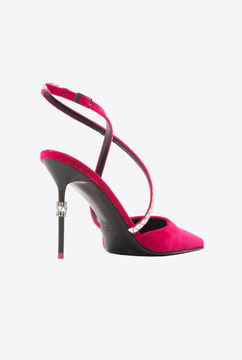 Pinko Velvet Slingbacks With Rhinestones BEETROOT | SN-PKO34157