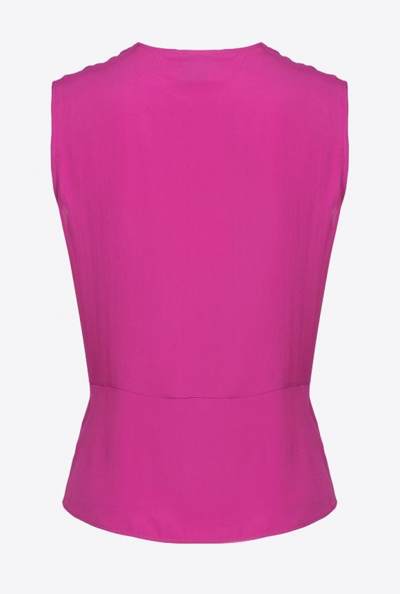 Pinko V-neck Crepe Top BOUGAINVILLEA PURPLE | SN-PKO33315