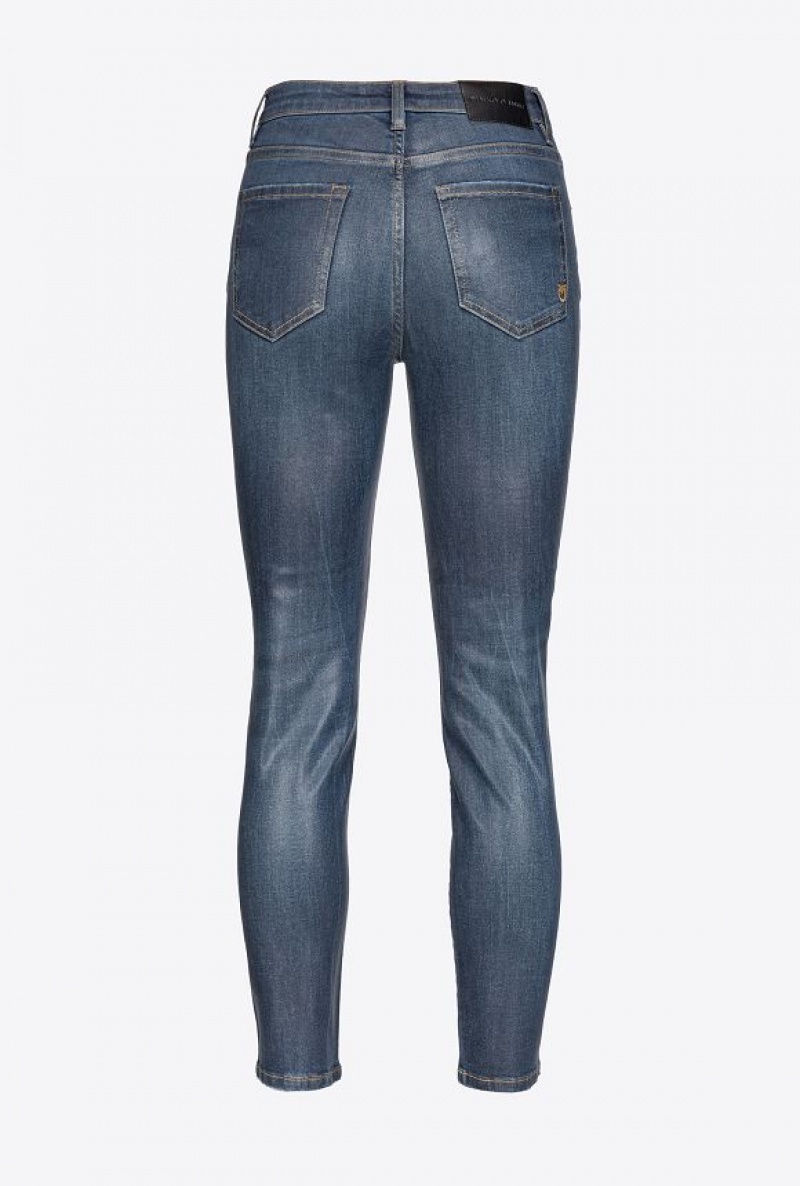 Pinko Wet-look Denim Skinny Jeans DARK WASH | SN-PKO34012