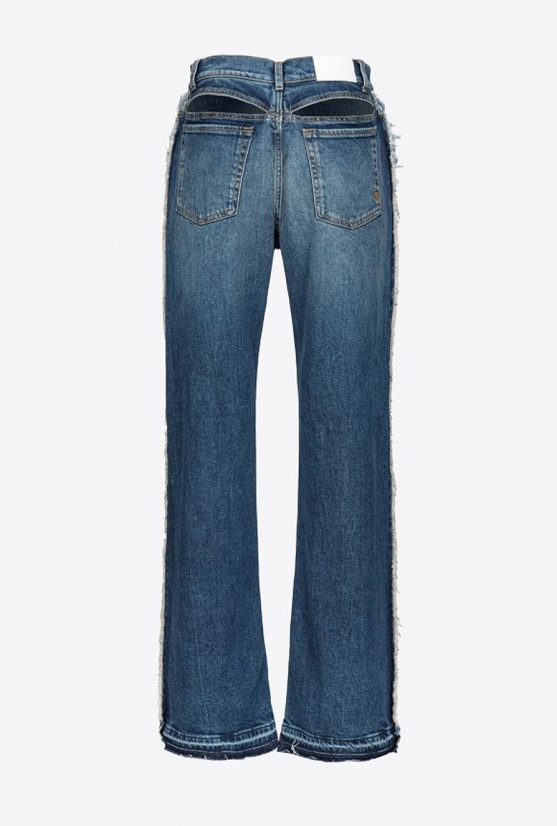 Pinko Wide-leg Jeans With Cut-out MEDIUM DARK VINTAGE WASH | SN-PKO33990