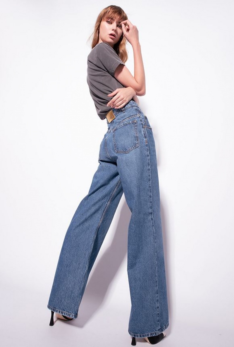 Pinko Wide-leg Jeans With Jewel Buttons DOLP. PORCELAIN BLUE | SN-PKO33994