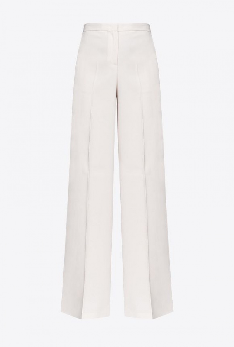 Pinko Wide-leg Stretch Trousers PASTEL PARCHMENT | SN-PKO33724