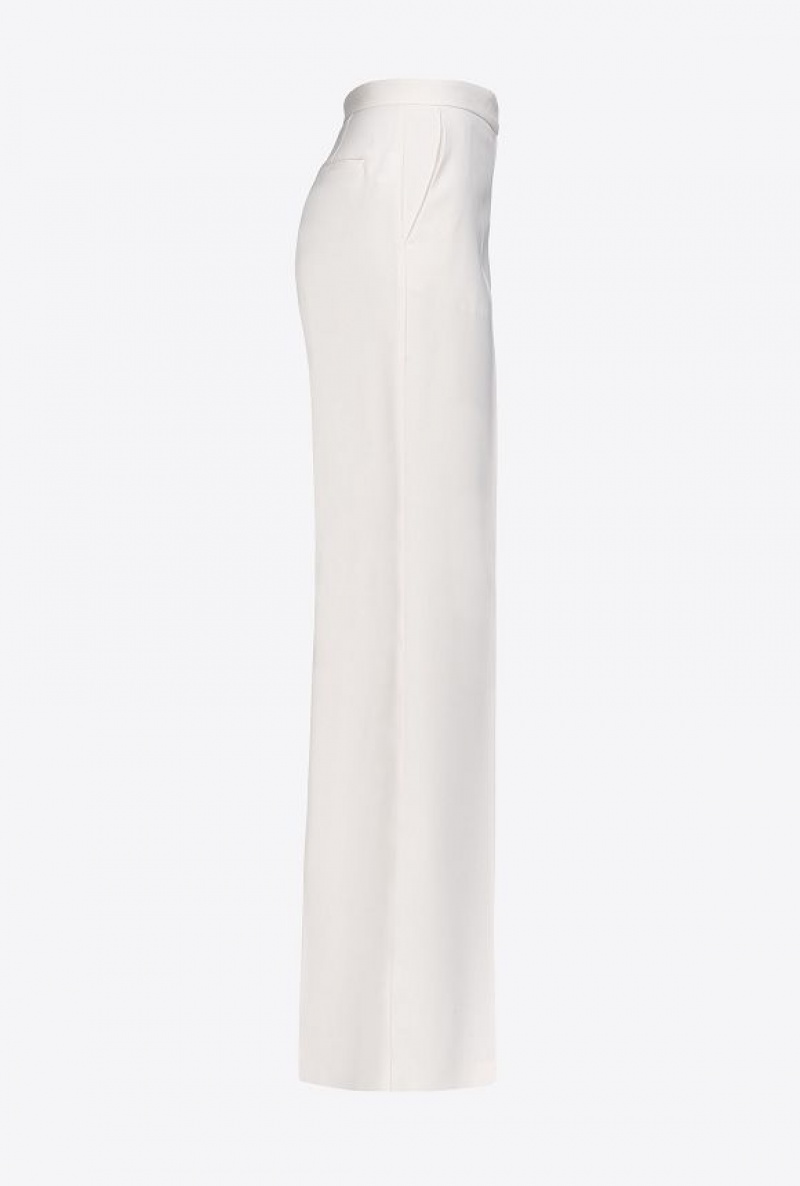 Pinko Wide-leg Stretch Trousers PASTEL PARCHMENT | SN-PKO33724