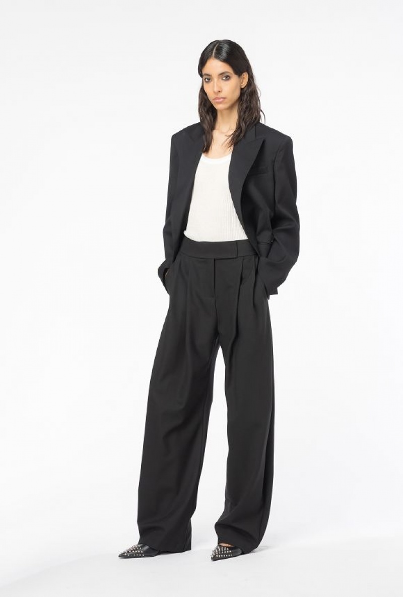 Pinko Wide-leg Trousers With Darts LIMO BLACK | SN-PKO33791