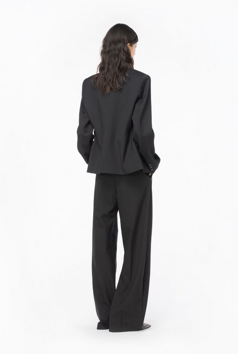 Pinko Wide-leg Trousers With Darts LIMO BLACK | SN-PKO33791