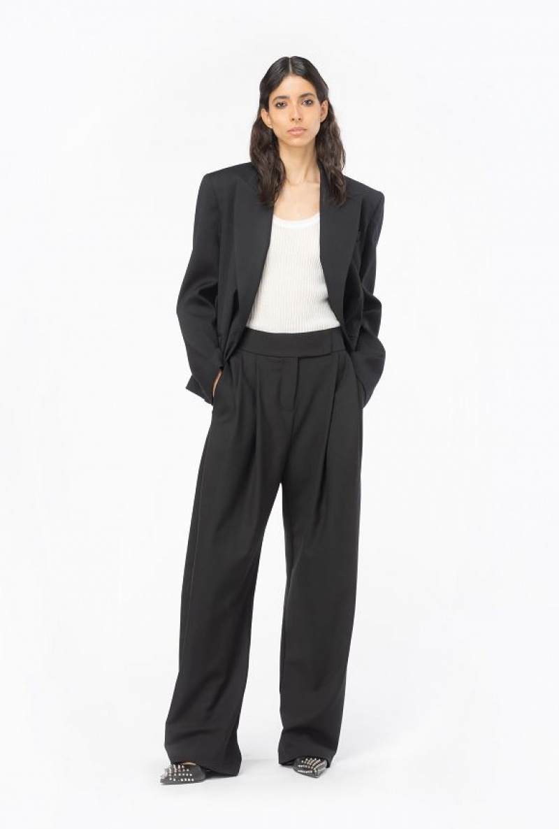 Pinko Wide-leg Trousers With Darts LIMO BLACK | SN-PKO33791