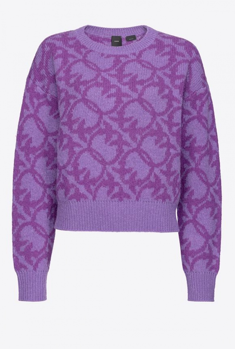 Pinko Wool And Alpaca Love Birds Sweater LILAC/PURPLE | SN-PKO33490